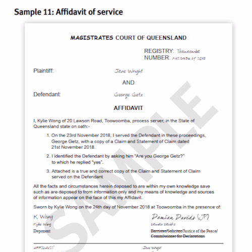 Sample Affidavit of Service