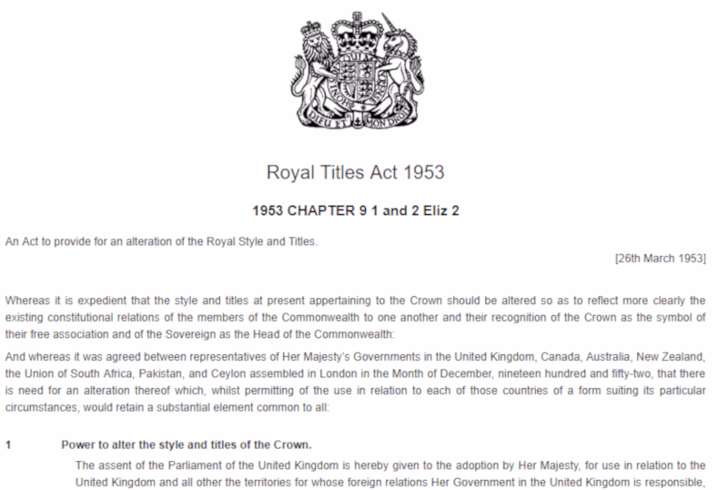Royal-Styles-Act-1953